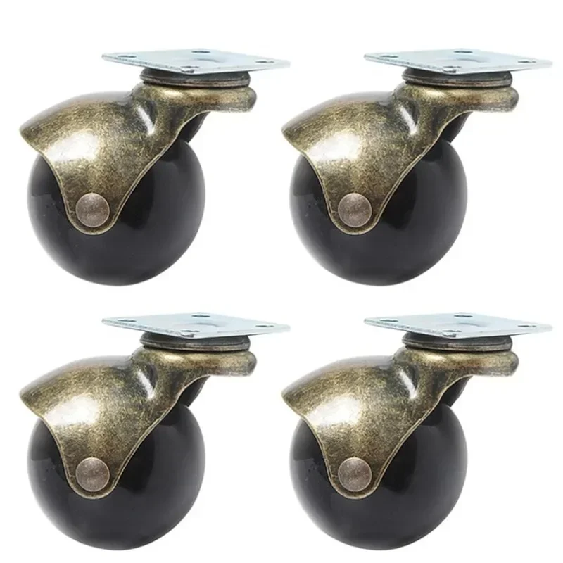 4pcs 2 inches furniture caster bronze flat universal wheel with brake sofa seat mute ball wheel