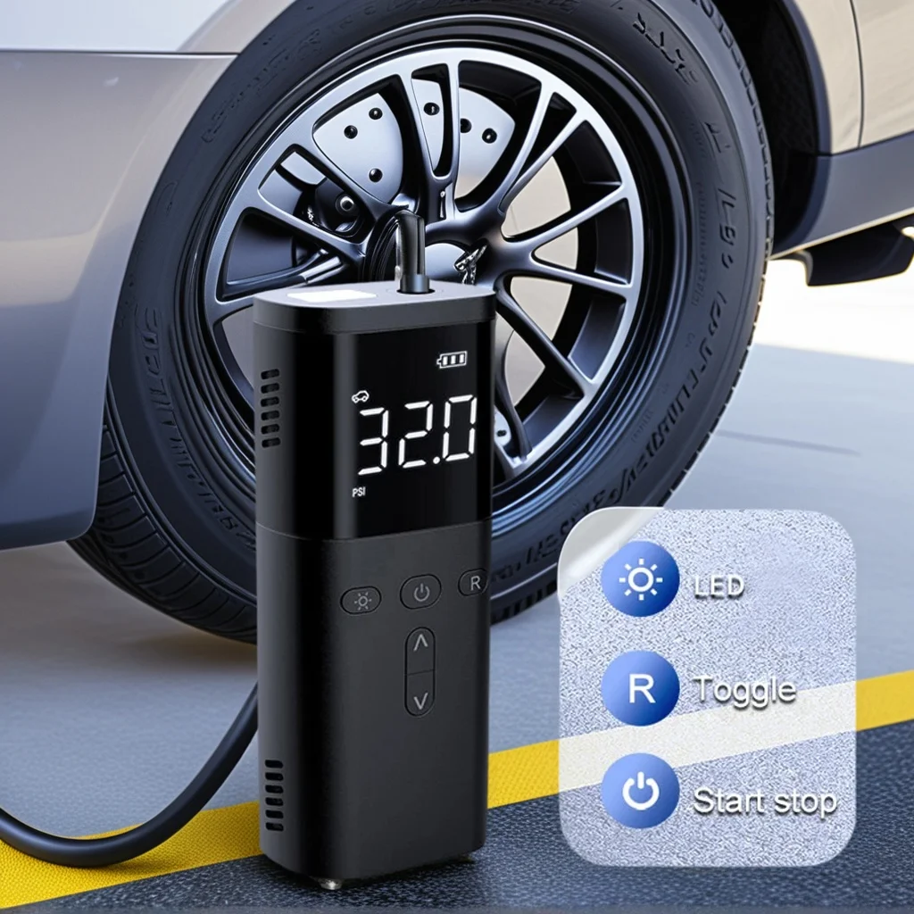 

Портативный беспроводной насос для накачивания шин - перезаряжаемый мини-воздушный компрессор