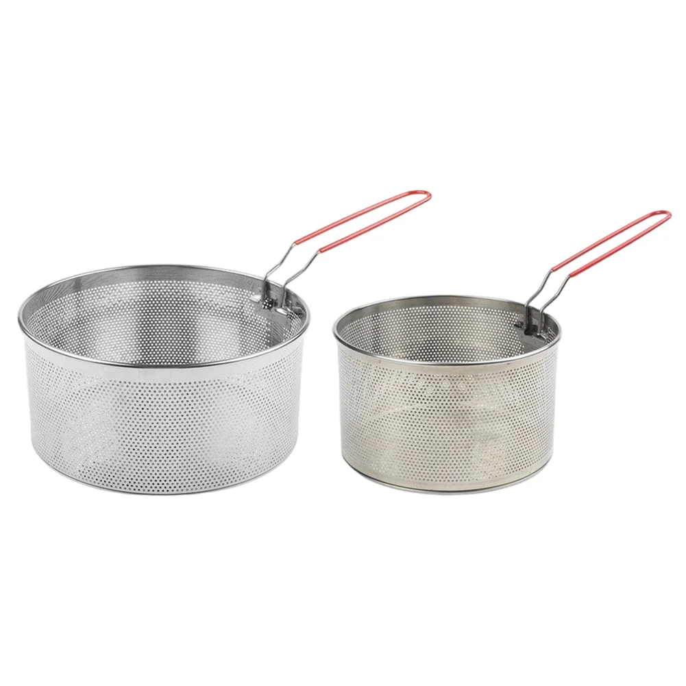 Stainless Steel Pasta Basket 2pcs for Efficient Cooking Straining Steaming without Sink Required 18cm 20cm Silver Purpose