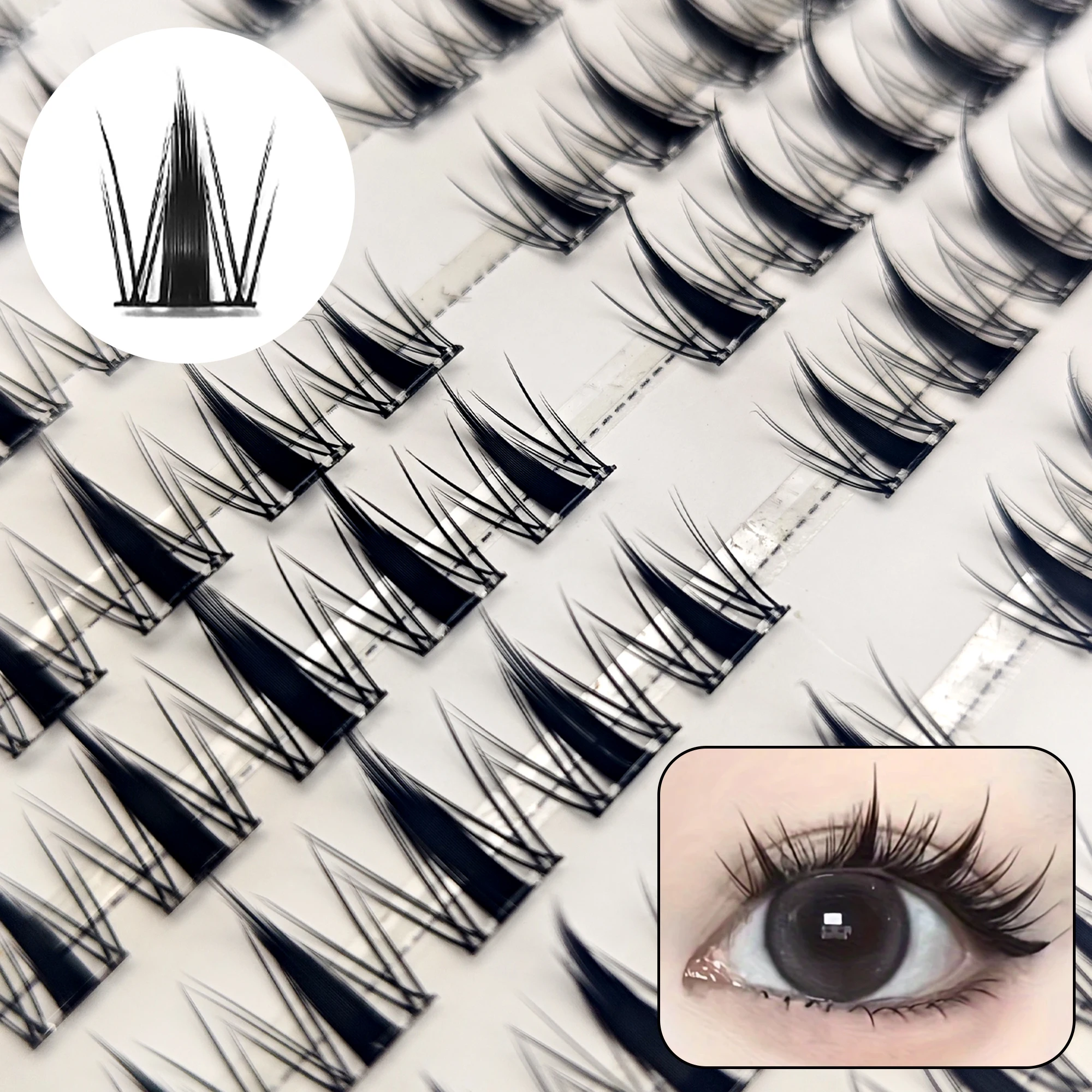 ขนตาปลอมไร้กาว 10 แถว - 100 กลุ่ม - ดัดผมตามธรรมชาติ กันน้ํา และกันเหงื่อ ใช้งานง่าย