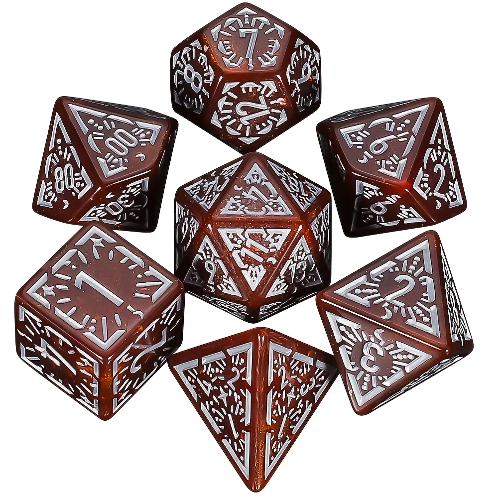 DND Dice Set -7pc Carved Pattern Polyhedral Dice with Dice Bag for D&D RPG MTG Role Playing Table Party Games & DM & Dice Goblin view 5