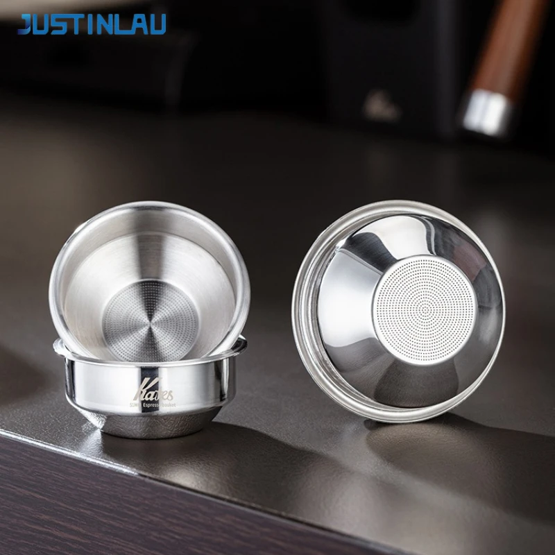 JUSTINLAU 51/53/58mm Stainless Steel Dosing Bowl Bottomless Portafilter for Espresso Extraction Precision Filter Basket Barista