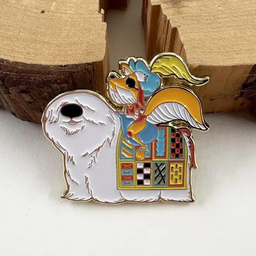 Labirinto mágico fantasia filme esmalte broche tally ho labirinto bonito cão arte lapela pino crachá acessórios fãs presente