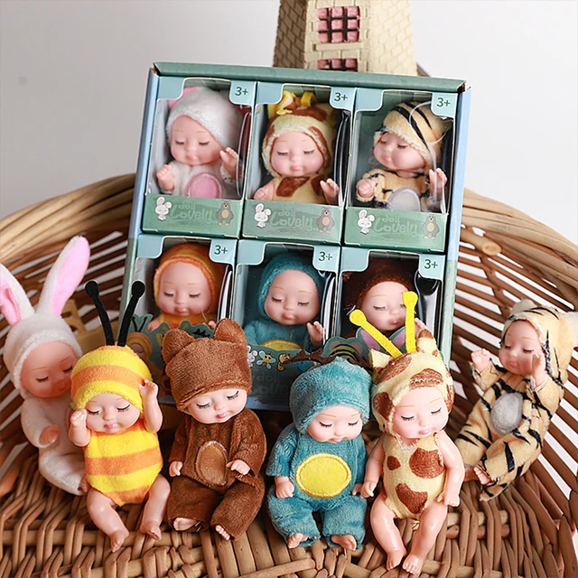 6 SZT. Mini Lalki Urocze Zwierzątka w Ubraniach Modnych Serii Lalki Symulacyjne Lalki Reborn Zestaw Uroczych Małych Lalek Idealne Prezenty Urodzinowe