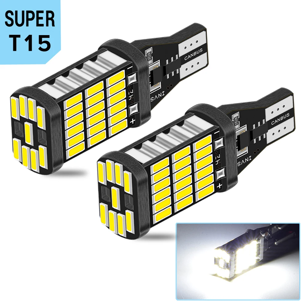 

2pcs W16W T15 921 Led Canbus No Error Reverse Light 12v 16w W2.1x9.5d Auto Tail Bulb 912 Backup Lamp 15SMD 2835 Red White Yellow