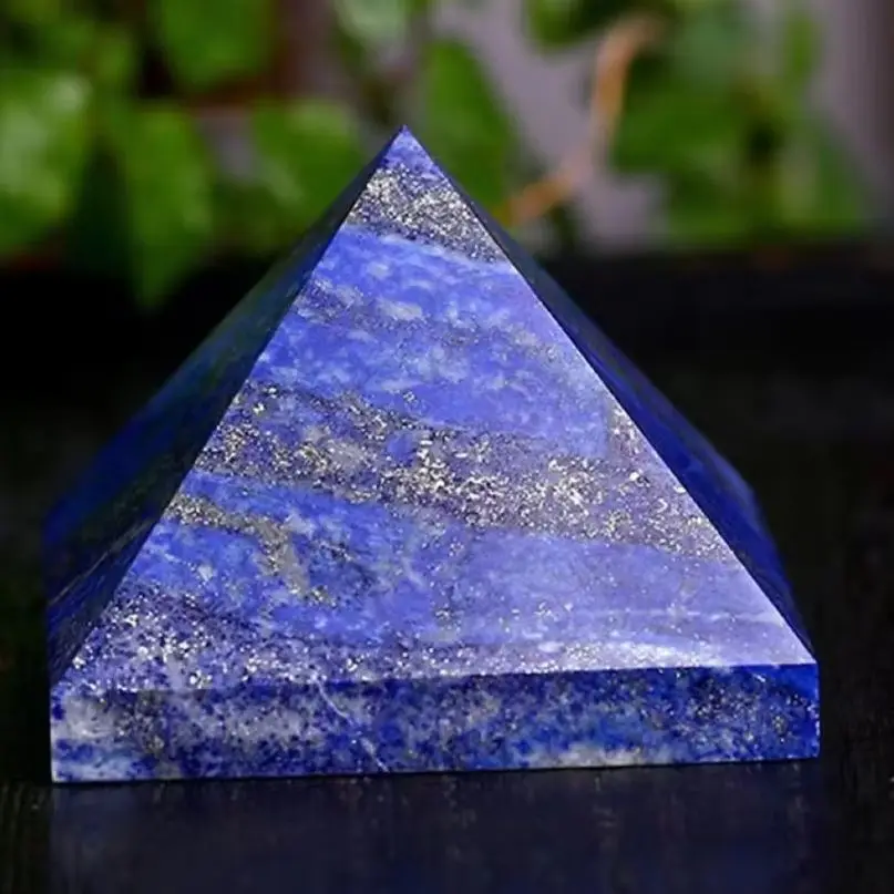 Natural Lapis Lazuli Pyramid Crystal stones Chafen Quartz Wand Healing Home Decoration Accessories  30mm
