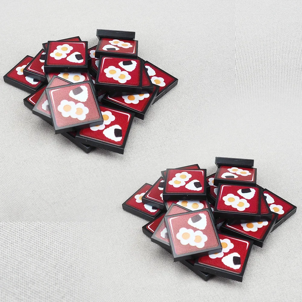 MOC 10PCS Printed Rice And Vegetable 3068 2X2 Roll Sun Pattern Building Blocks Decoration Bricks Particle Toy Children Kid Gifts