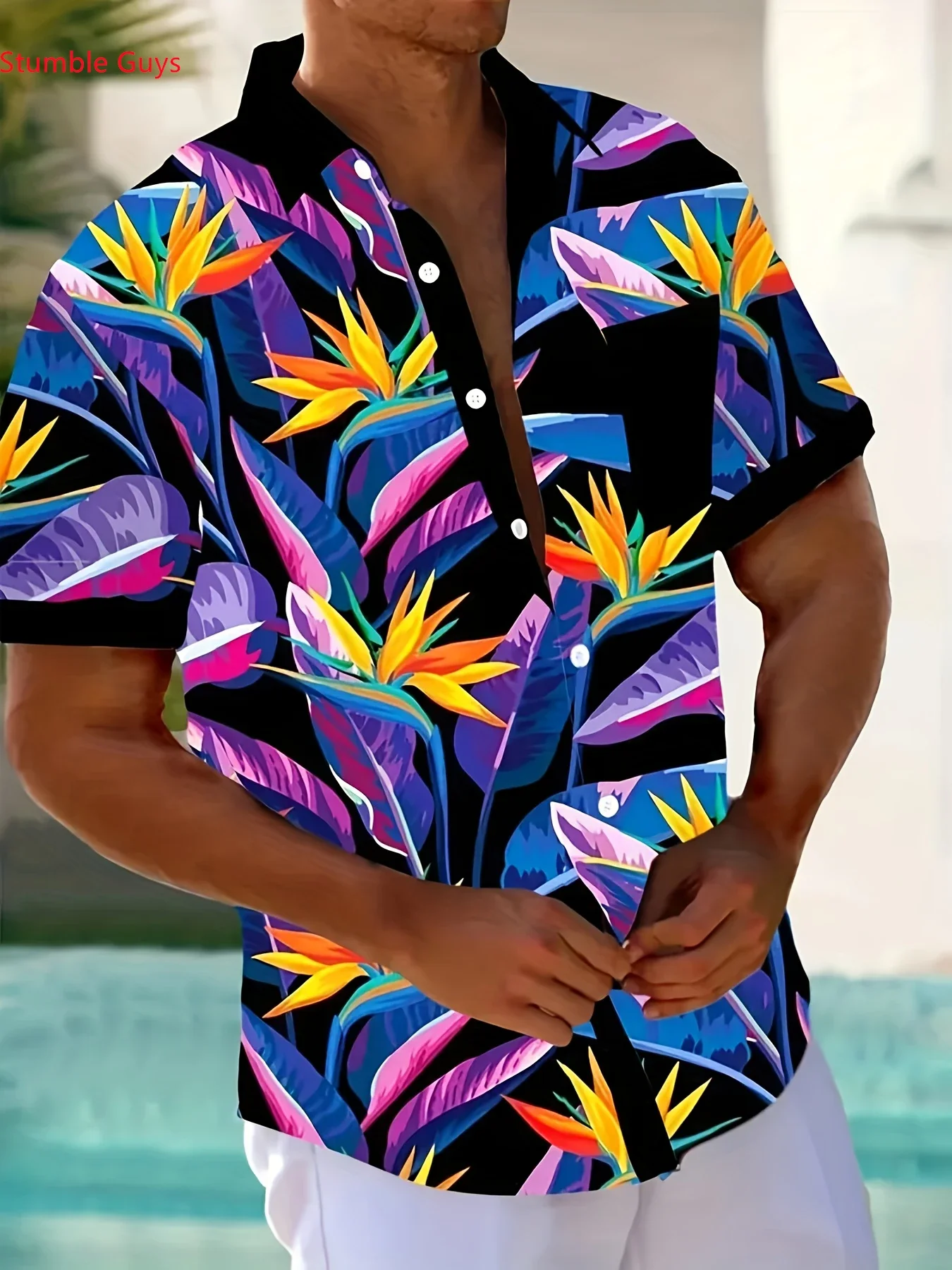 

Men's Casual Beach Wear Shirt Summer Man Short Sleeve Hawaiian Fashion Print Lightweight Breathable Party Tops