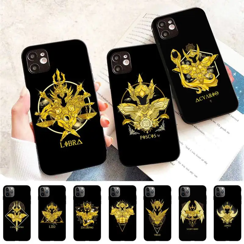 

Anime Saint Seiya Logo Phone Case for iPhone 11 12 13 Mini Pro Max 8 7 6 6S Plus X 5 SE 2020 XR XS Funda Case