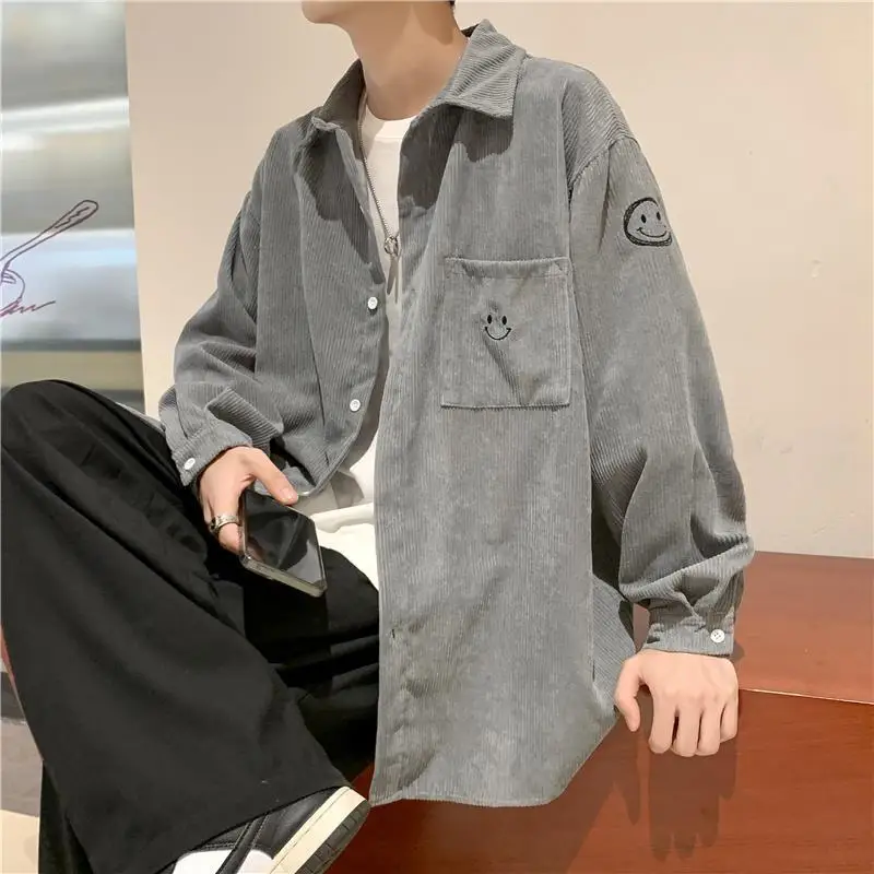 Japanese Spring and Autumn Men's 2024 New Patchwork Square Collar Button Pocket Fashion Solid Loose Casual Long Sleeved Shirts