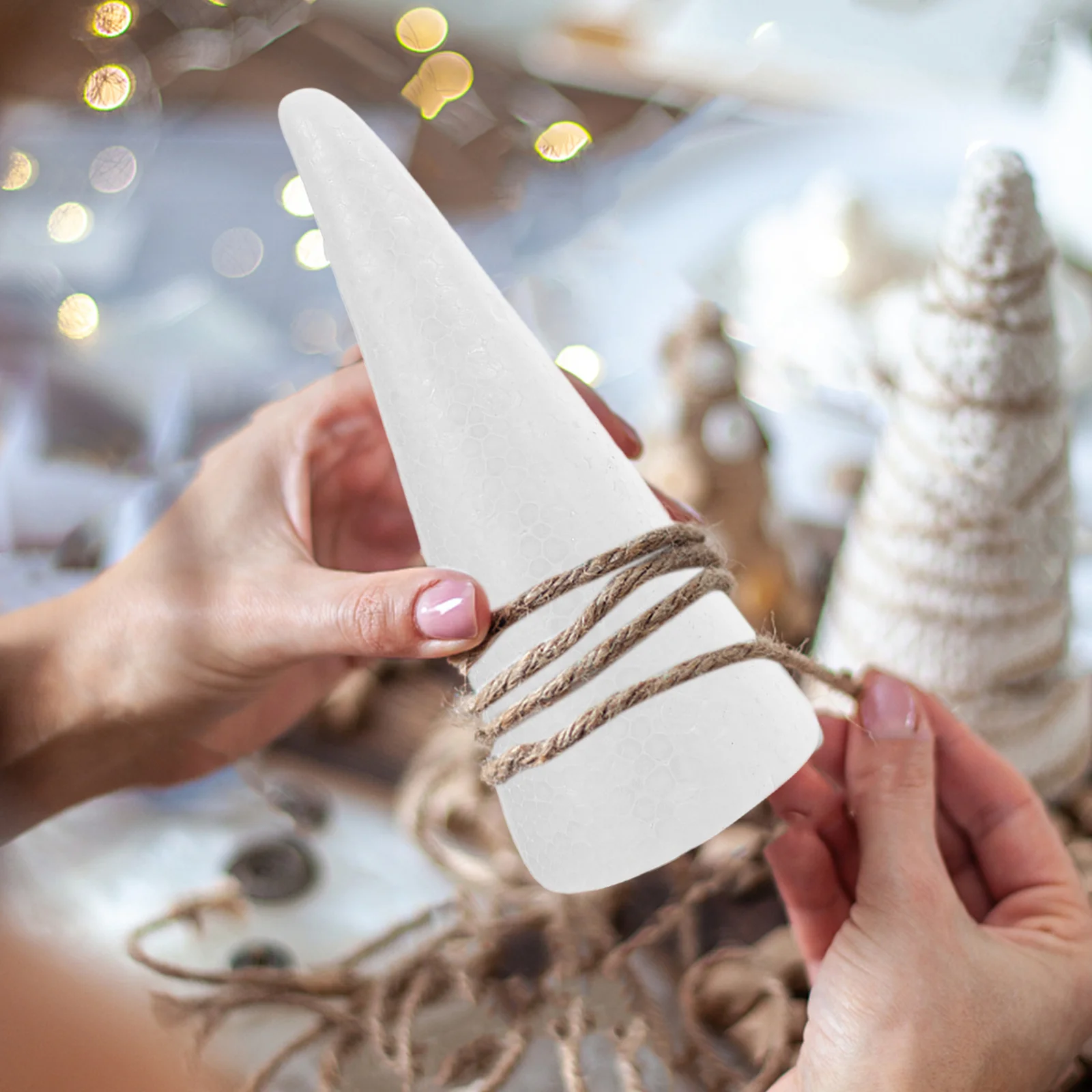 5 Buah Busa Pohon Natal Busa Putih Kerucut Bahan Kerajinan Diy untuk Dekorasi Pesta Pernikahan Model Belum Selesai Tepi Halus Buatan Tangan