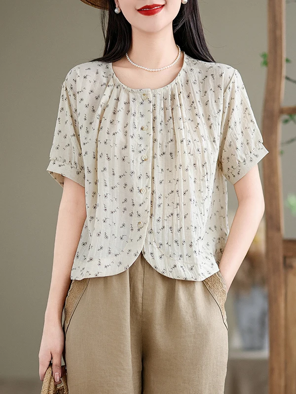 Csa de manga de burbuja Floral dulce para mujer, Top nuevo de verano 2025, antienvejecimiento, de gama alta, de manga cort...