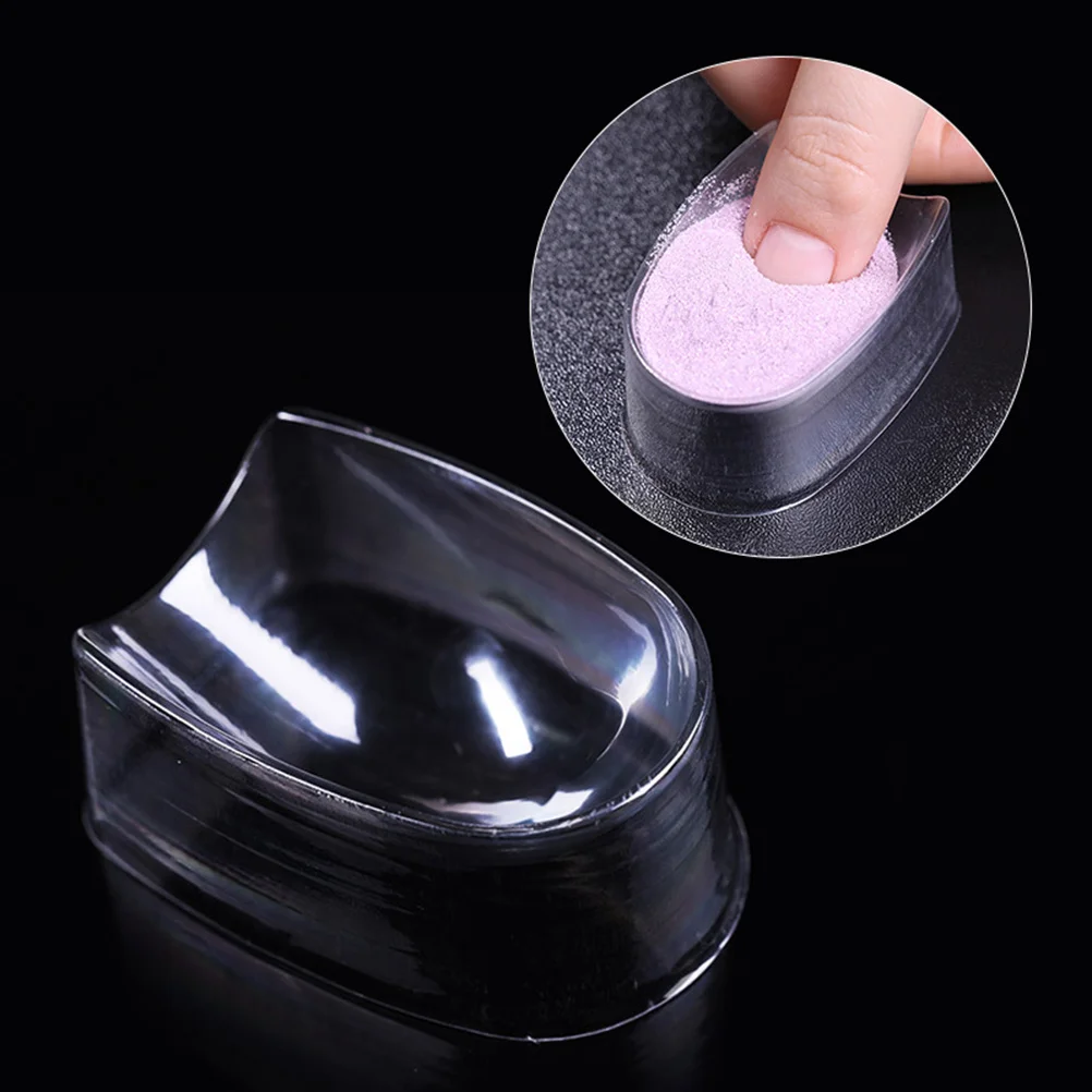 

4 pcs Dipping Powder Container French Manicure Nail Art Tool One-Sided Dip Jar Line Guide Manicure Powder Tray