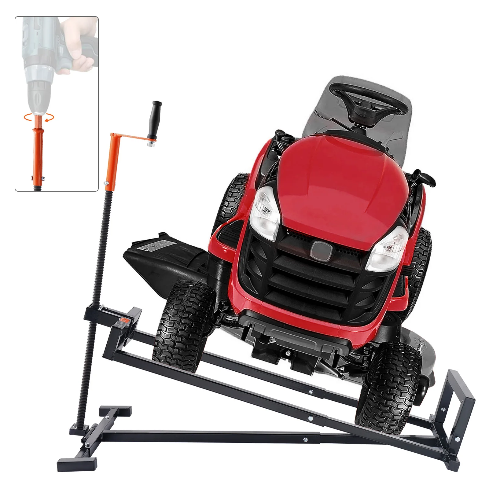SucceBuy Ascenseur de tondeuse à gazon avec cric hydraulique/fileté, lève-herbe mobile réglable de 500/880 lb pour tracteur de jardin de tondeuse à gazon