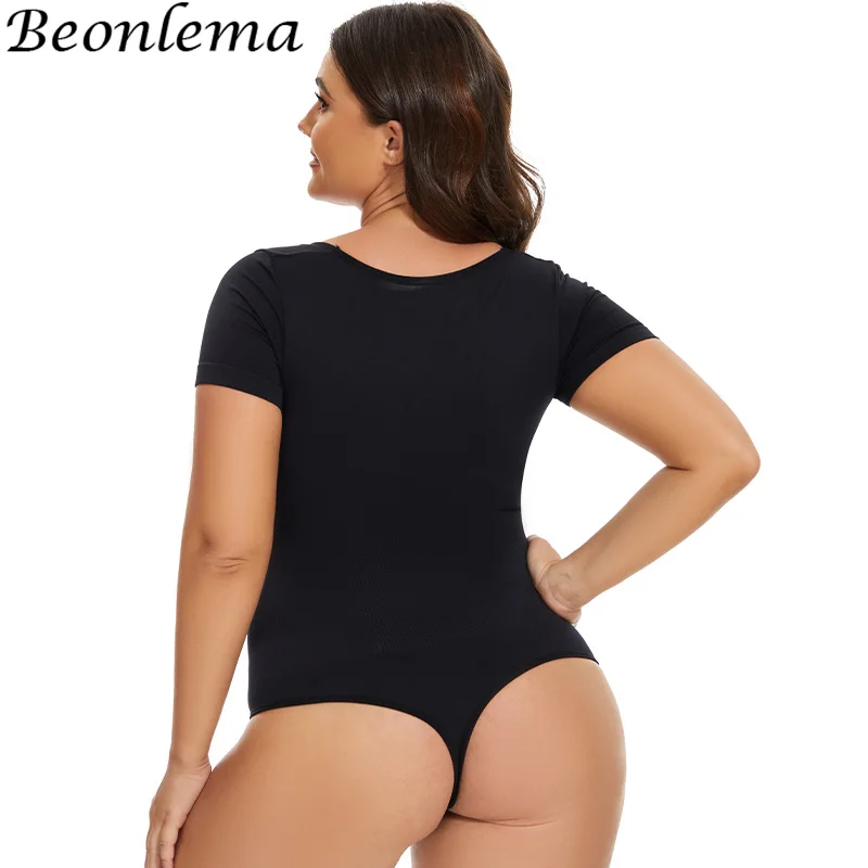 Women\'s Short Sleeved Bodysuit Sleeve One Piece Seamless Shaperwear Tummy Control Body Shapers Round Neck Bottoming Shirt