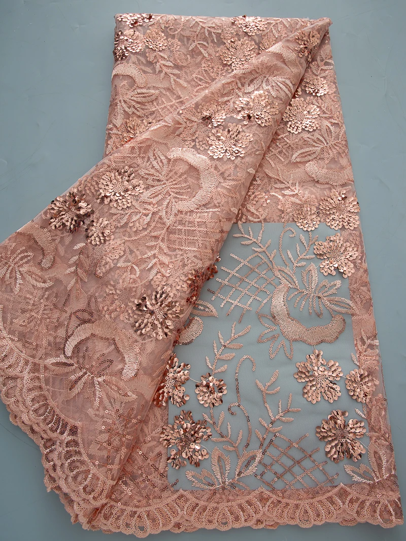 African Mesh Net Lace Fabric Sequins Nigerian French Tulle Lace Fabric 2025 High Quality For Women Wedding Party Dress Sew A3330