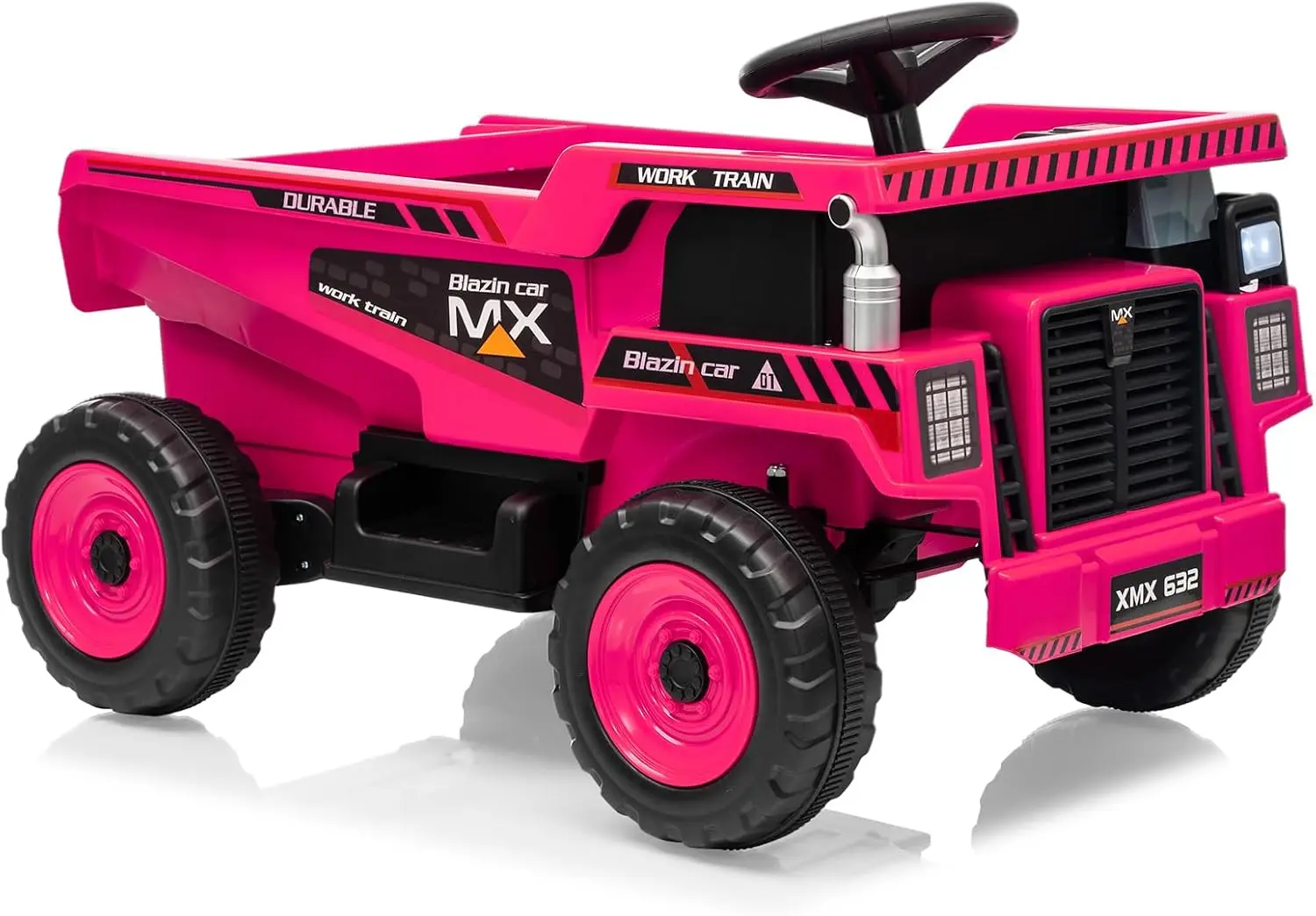 Kids 12V Ride On Dump Truck Remote Control Construction Vehicle Dump Bed Shovel 16.5in Spacious Seat Music Headlights Soft Start
