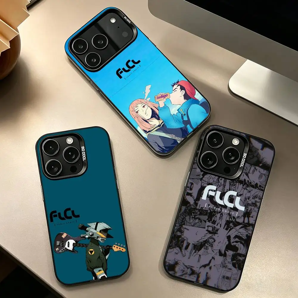 Funda para Teléfono con Diseño de Anime Cyber Love de Fooly C-Cooly para iPhone 17, 16, 15, 14, 13, 12, 11 Plus, Pro Max, XS, Funda Protectora Plateada Colorida
