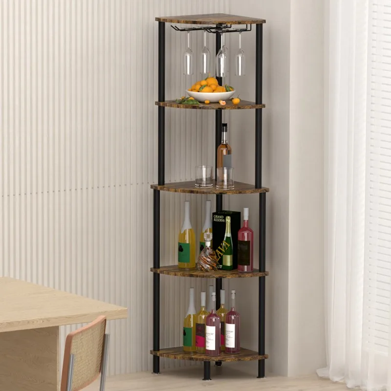FOR Wine Rack Iron and Wood Combined with Floor Ornament Rack Can Be Hung Red Wine Glass Rack for Home Use