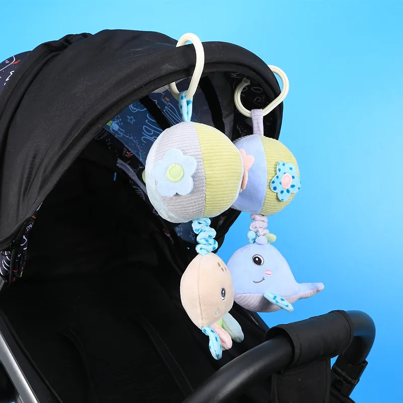 신생아 아기 플러시 유모차 장난감 아기 딸랑이 모빌 만화 아보카도 벨 장난감 교육용 아기 장난감 0-12개월
