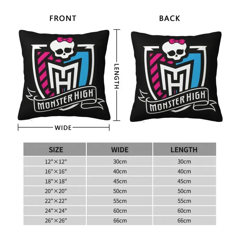 Monster High Logo Pillow Cover Home Decor Dolls Cushion Cover Throw Pillow for Living Room Double-sided Printing