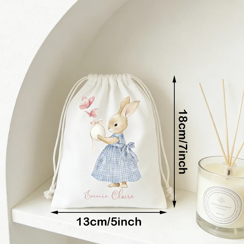 Maßgefertigte 4-teilige Oster-Geschenkbeutel mit Kordelzug für Kinder, Hasen-Party-Geschenktaschen, Oster-Suche-Spiel-Beutel, Geburtstagszubehör – Detail 2