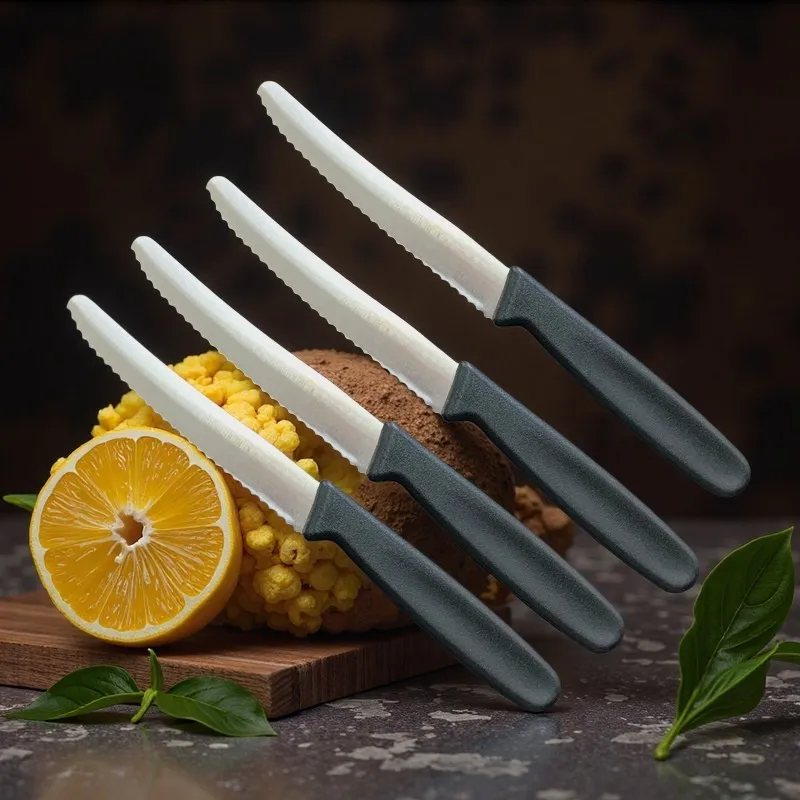 Sawtooth Steak Knife, Stainless Steel Steak Knife Plastic Handle, Bread Knife Dessert Knife Jam Spatula Western Steak Knife.