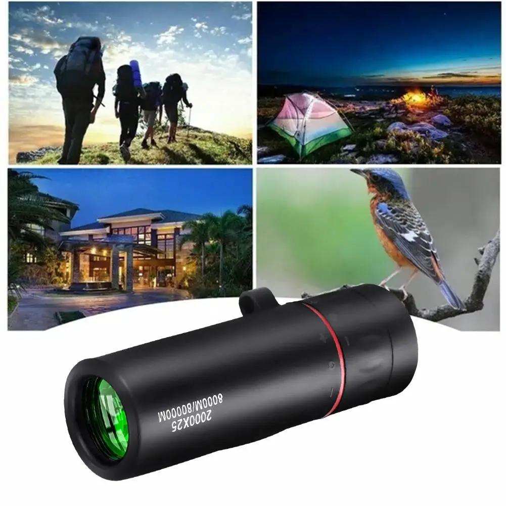 Outdoor 2000x25 HD Monocular Telescope Portable Mobile Camping Phone Telescope Camping Holder Hunting With/Without Telescop