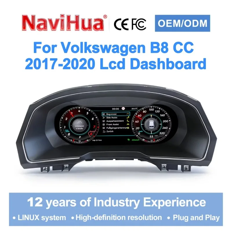 26 Stylefor Volkswagen For Passat B8 CC 2017-2020 Digital Instrument Cluster LCD Linux Virtual Cockpit Speedometer
