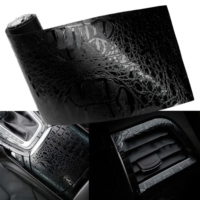 

Glossy Crocodile Texture Leather Patch Retrofit Auto Accessories High-grade Car Sticker Interior Decoration Film Dashboard Door
