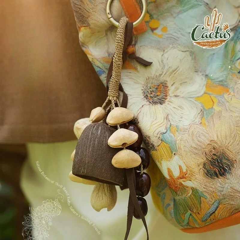 

Колокольчик из скорлупы фруктов, звуковая терапия семян и фруктов, ручные колокольчики, сумка, подвеска, креативный подарок, ударные инструменты