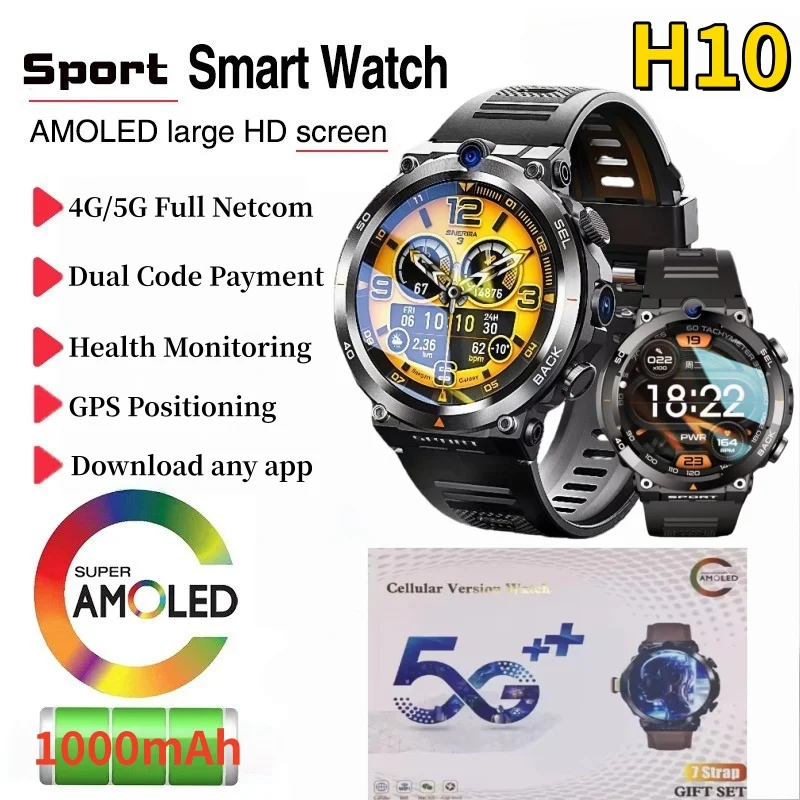 

H10 For 1.39-inch Smart Watch Men Sport Waterproof Fitness Heart Rate Watches Compass GPS Track NFC Bluetooth Call Smartwatch