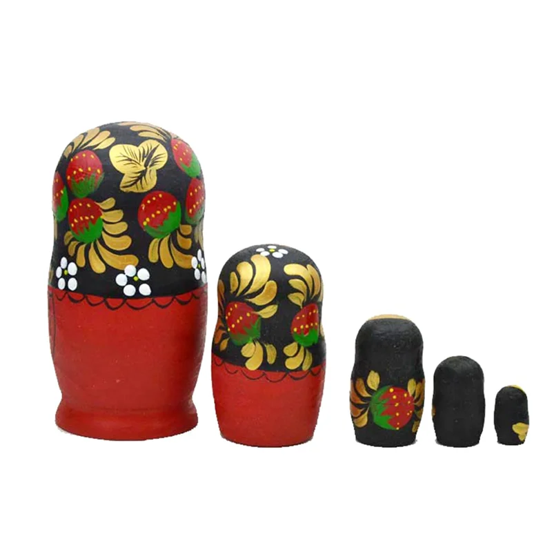 FRIHA-5PCS Matryoshka Dolls Nesting Dolls Handmade Cute Wood Russian Nesting  DIY Northeast Flowers Cute Nesting Dolls