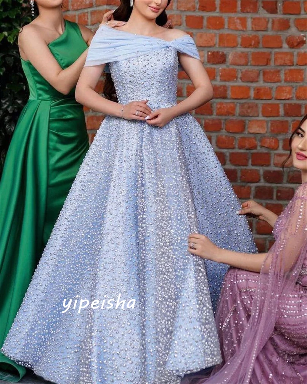 Customized Exquisite Intricate Off-the-shoulder Ball Gown Quinceanera Dresses Beading Satin Evening Saudi Arabia