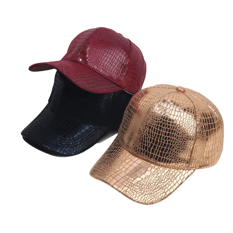 Leder-Baseballkappe mit einzigartigem Krokodilmuster, personalisierte Entenschnabelmütze für Paare, einfarbiger Sonnenhut.