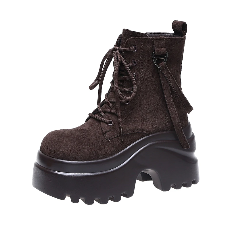 Fashion Snow Boots Women Waterproof Keep Warm Plush Platform Shoes Female Lace Up Mid-Calf Boots Winter Shoes Botas Femininas