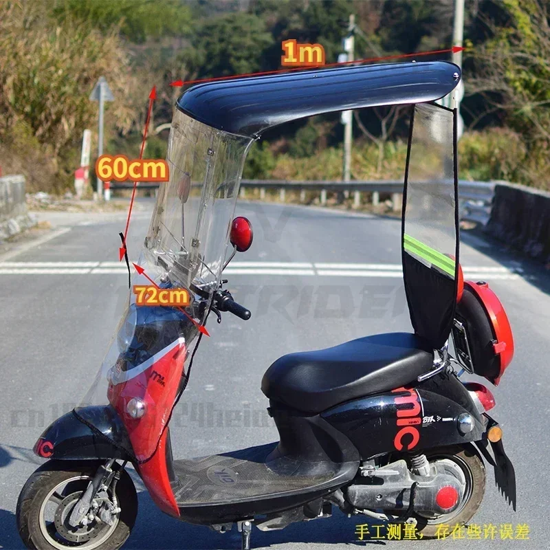 Electric Vehicle Canopy New Transparent Safety Motorcycle Windshield Extended Sunshade Umbrella Universal Moto Accessories