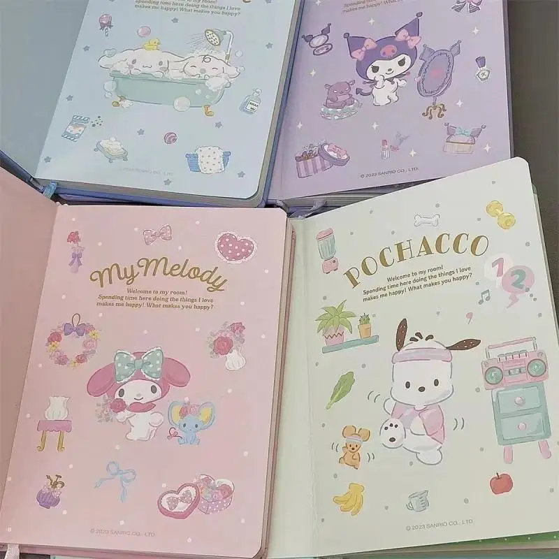 Sanrio Kawaii Kuromi Cinnamoroll My Melody Pochacco Embossed Notebook Diary B6 Hand Account Book Durable Ins Cartoon Girls Gift