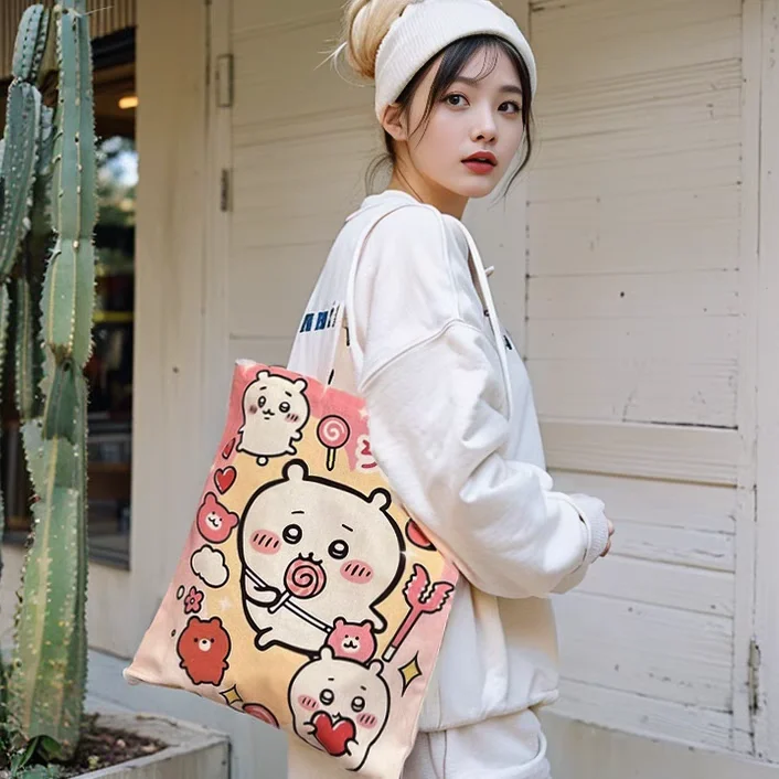 Chiikawa Hachiware Usagi Cute Gift Canvas Bag Large Capacity One-Shoulder Shopping Tote