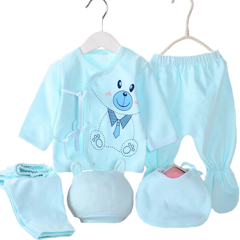 5 pcs/set  Baby Set Newborn Cotton Newborn Infant Cartoon Suit Baby Clothing