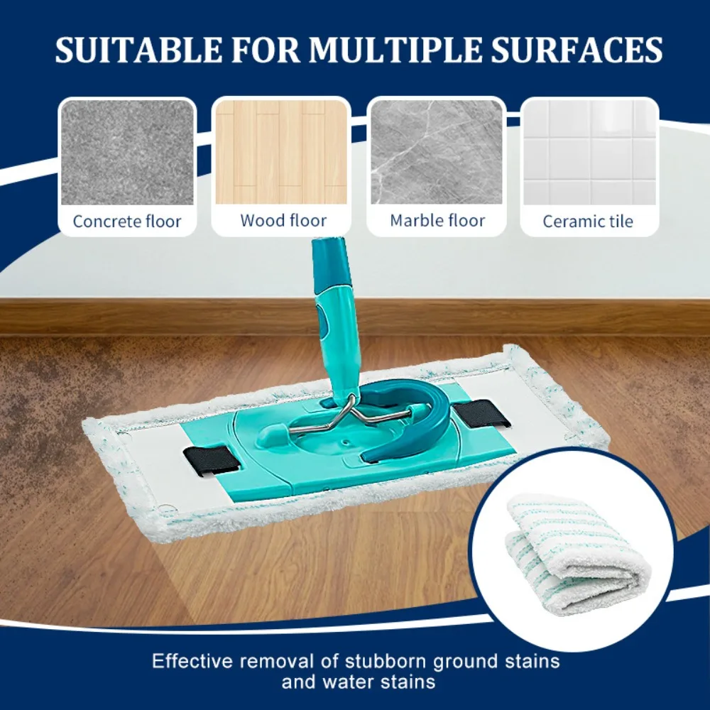 

3PCS Machine Washable Flat Mop Replacement Cloth High Absorption Lint-Free Dual-Use Mop Head Dry and Wet Use Thickened