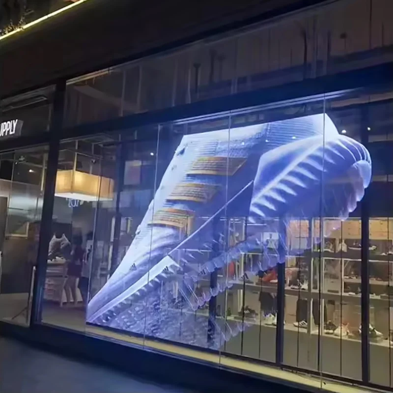 

Shopping Mall Glass Ad Transparent Led Screen lndoor Outdoor Building full Color flexible Grid Transparent LED Film Screen
