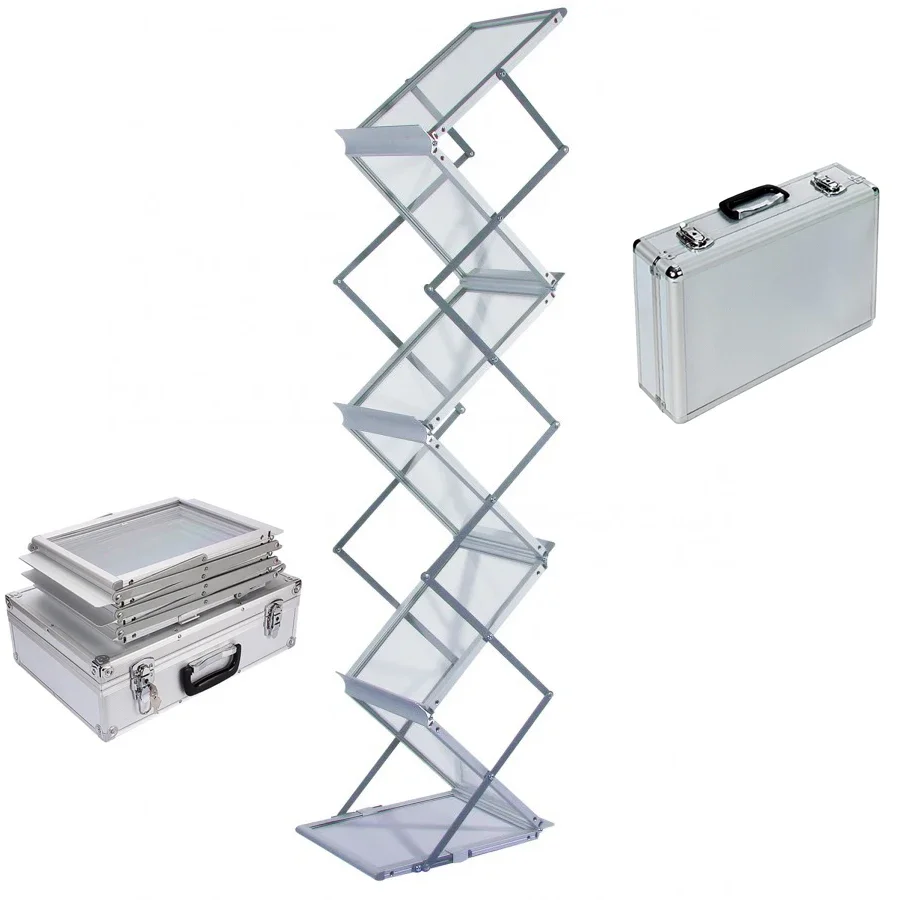 6 Layer A4 Portable brochure holder fold-up magazine rack display stand Brochure Display Holder