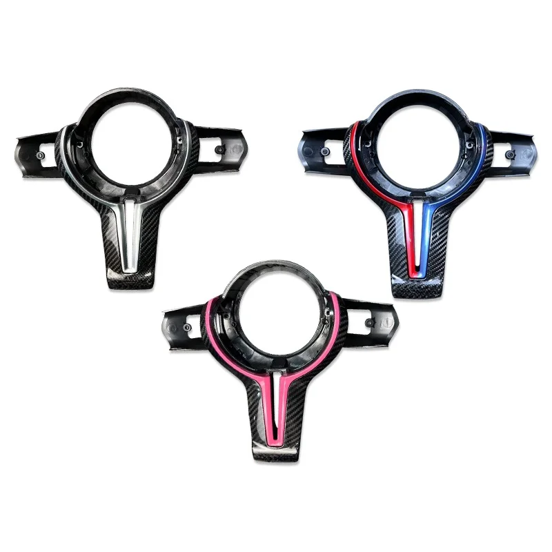 Carbon Fiber Steering Wheel Decorative Cover with Custom Stitch Color for F80 F12 F13 F15 F16 M3 M4 M5 M6 X5M X6M