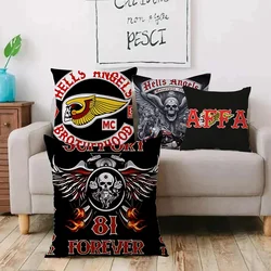 Pillow Covers Cartoon Hells Angels logo Sofa Decorative Home Double-sided Printing Short Plush Cute Cushion Cover