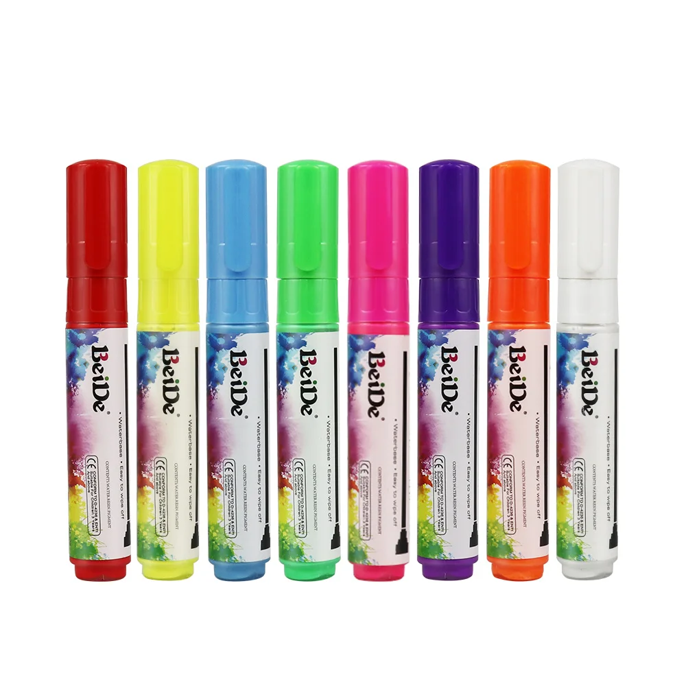 8mm Tip Liquid Chalk Marker Pens Erasable LED Fluorescent Glass Window Art Marker for Blackboard Advertisement Chalk