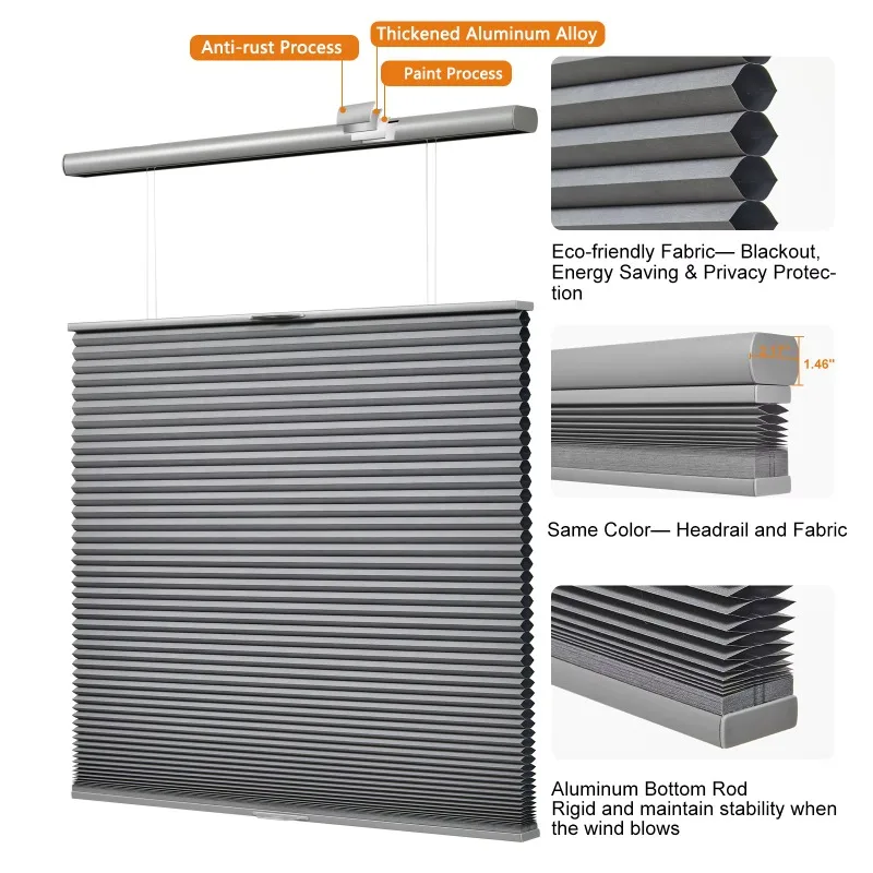 Top Down Bottom Up Day/Night Honeycomb Blinds, Cordless Cellular Accordion Shades for Windows, Home & Office