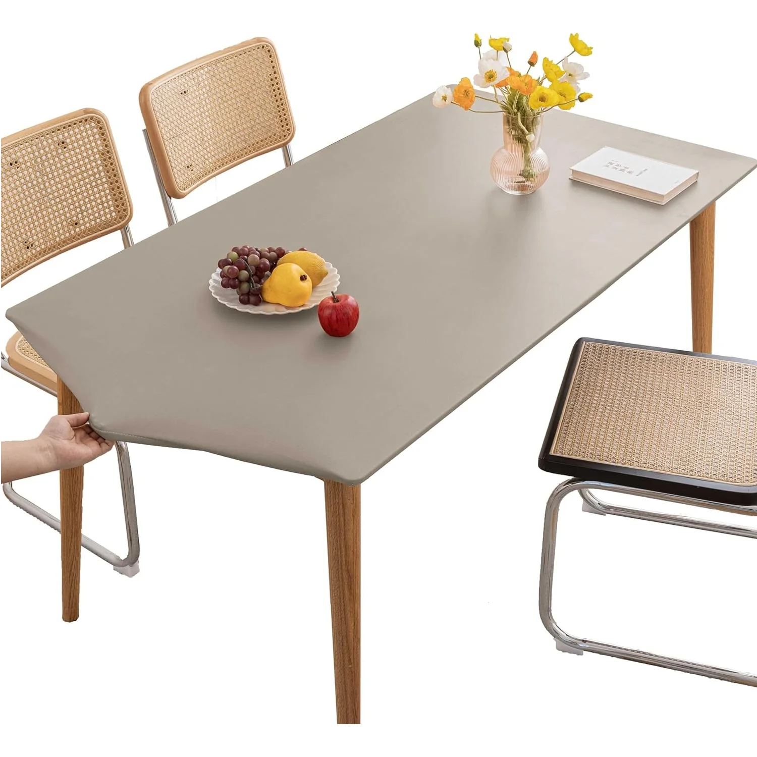 

Waterproof Table cloth Picnic Elastic PU Leather Fitted Edged Table Cloth Stretch Square /Rectangle Table Cover Wipe-Clean