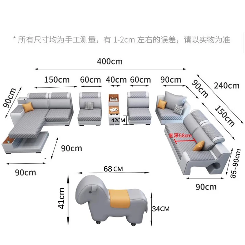 Multifunctional European Living Room Sofas Lazy 2 Seater Sectional Relaxing Sofa Coffee Tables Tv Stands Canape Lit Furnitures