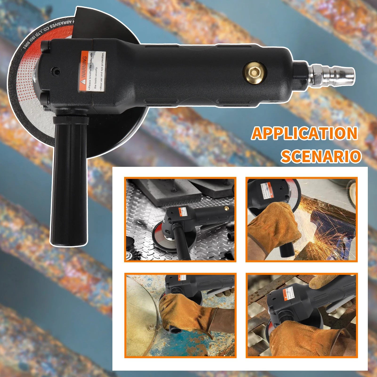 4 Inch Pneumatic Angle Grinder High Speed Air Grinding Tool Polishing Machine with Grinding Disc 3-Position Handel 11000RPM